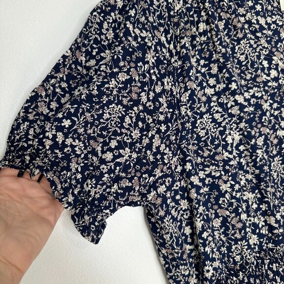 Hayden Maxi Dress Navy Blue Ditsy Floral Smocked Waist Size 1XL - Picture 5 of 11